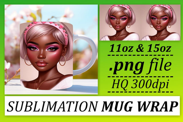 Stylish mug wrap PNGs, perfect for DIY projects! , Love Girl Sublimation afrosvg 
