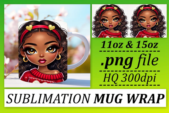 Stylish mug wrap PNGs, perfect for DIY projects! , Love Girl Sublimation afrosvg 