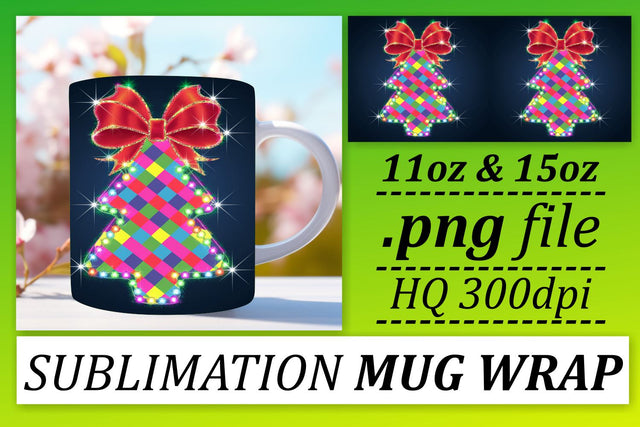 Stylish mug wrap PNGs, perfect for DIY projects! , Neon Xmas Sublimation afrosvg 