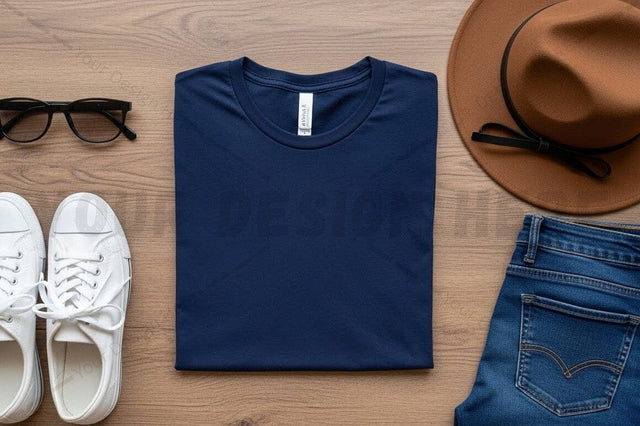 Stylish navy blue t-shirt mockup design Mock Up Photo Regulrcrative 