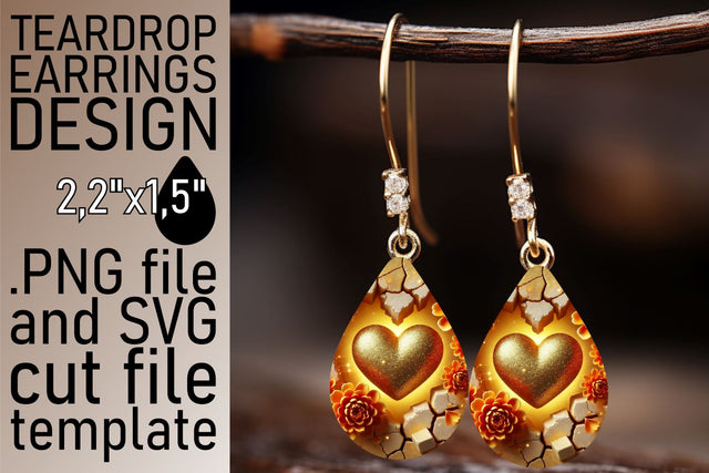 Stylish PNG template, excellent for unique earrings! , 3D Heart Sublimation afrosvg 