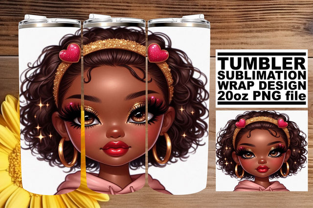 Stylish PNG tumbler wrap, perfect for sublimation projects! , Love Girl Sublimation afrosvg 