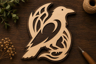 Stylish Raven Leaf Laser Cut Svg File Design SVG Regulrcrative 