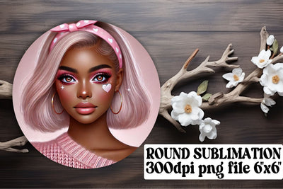 Stylish round designs for keychains, ready for vibrant use! , Love Girl Sublimation afrosvg 