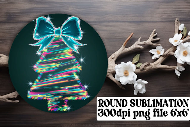 Stylish round designs, keychain PNGs ready for sublimation! , Neon Xmas Sublimation afrosvg 