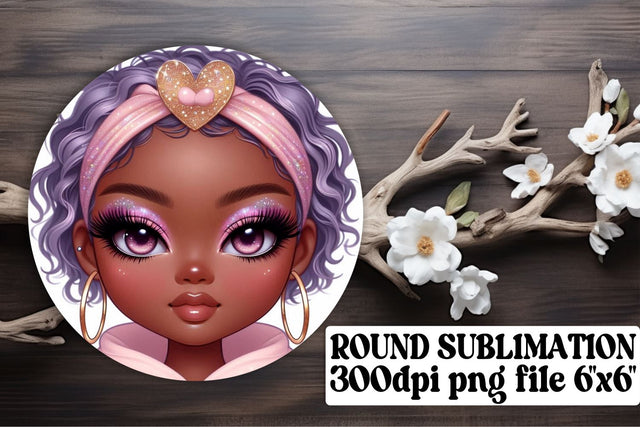 Stylish round designs, ready for keychain sublimation use! , Love Girl Sublimation afrosvg 
