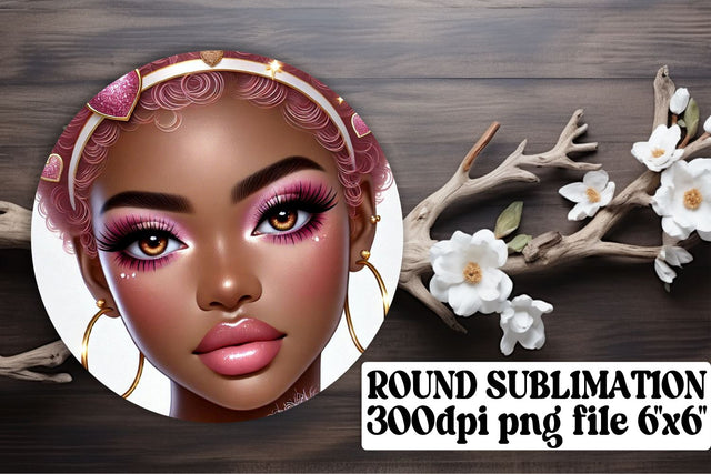 Stylish round designs, ready for keychain sublimation use! , Love Girl Sublimation afrosvg 