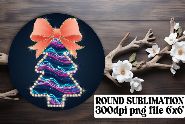 Stylish round designs, ready for keychain sublimation use! , Neon Xmas Sublimation afrosvg 