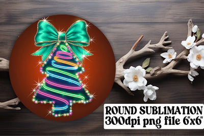 Stylish round designs, sublimation-friendly for keychains! , Neon Xmas Sublimation afrosvg 