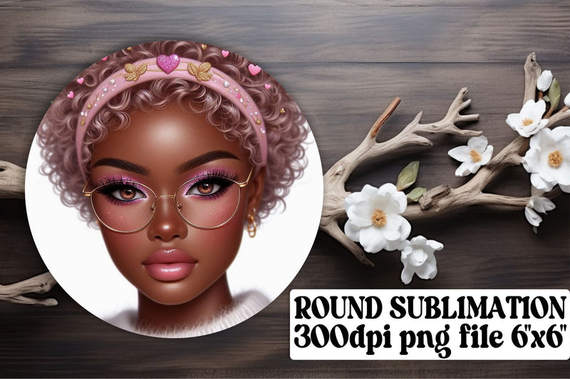 Stylish round PNG designs, great for sublimation keychains! , Love Girl Sublimation afrosvg 