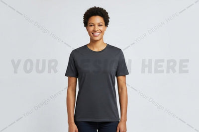 Stylish solid gray t-shirt for women Mock Up Photo Regulrcrative 