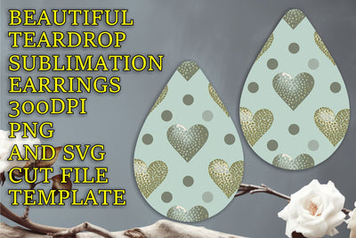 Stylish sublimation template for earrings, high-quality PNG, Heart Sublimation HoodArtCraft 