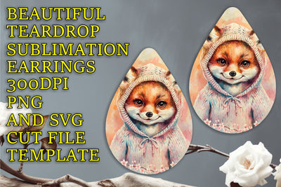 Stylish sublimation template for earrings, vibrant PNG file, Animals Sublimation HoodArtCraft 