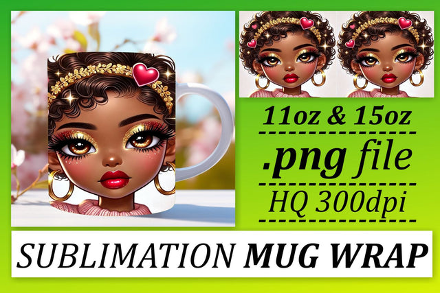 Stylish sublimation wraps, transform your mugs! , Love Girl Sublimation afrosvg 