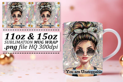 Stylish sublimation wraps, transform your mugs! , Woman Sublimation afrosvg 