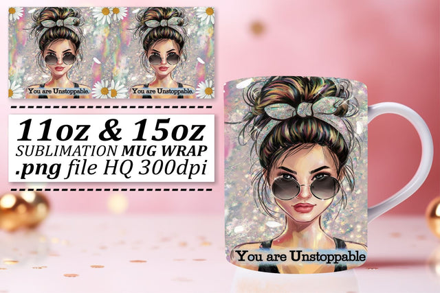 Stylish sublimation wraps, transform your mugs! , Woman Sublimation afrosvg 