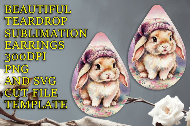 Stylish teardrop earrings design, ideal for sublimation, Animals Sublimation HoodArtCraft 