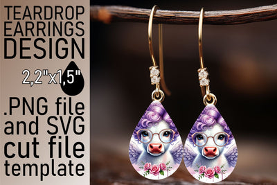 Stylish teardrop earrings design, vibrant PNG file! , Valentines Sublimation afrosvg 