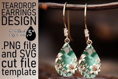 Stylish teardrop earrings, easy-to-use PNG included! , 3D Heart Sublimation afrosvg 