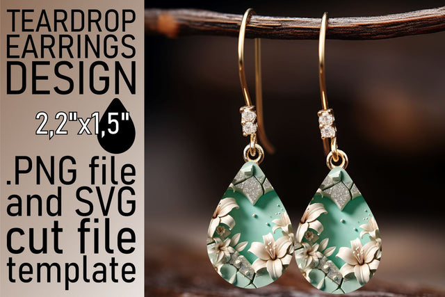 Stylish teardrop earrings, easy-to-use PNG included! , 3D Heart Sublimation afrosvg 