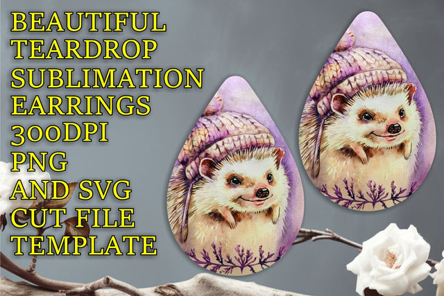 Stylish teardrop earrings PNG, perfect for your designs, Animals Sublimation HoodArtCraft 