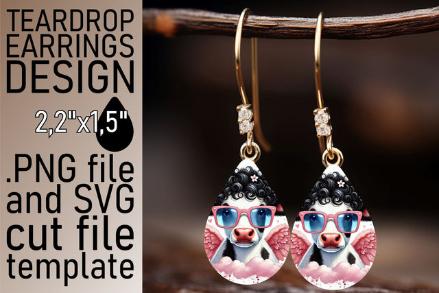 Stylish teardrop earrings, vibrant PNG available! , Valentines Sublimation afrosvg 