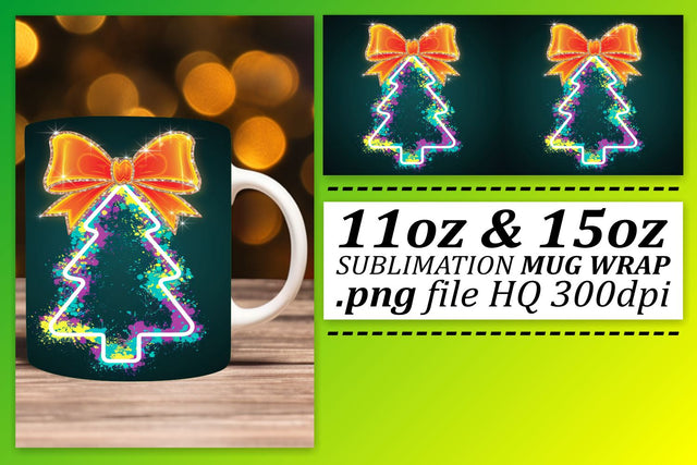 Stylish templates for mugs, create stunning gifts! , Neon Xmas Sublimation afrosvg 