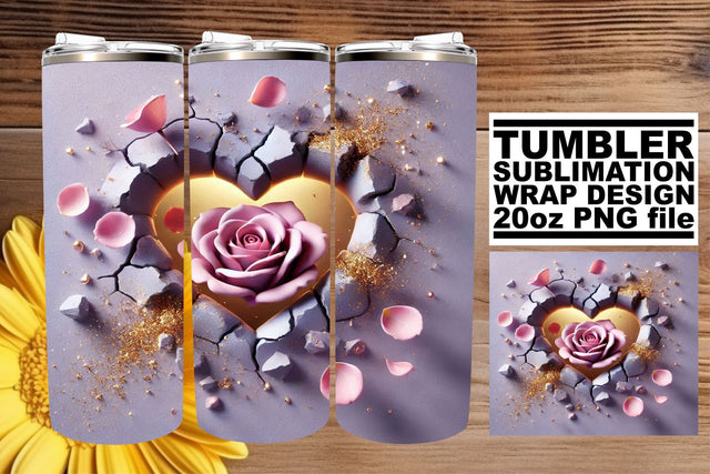 Stylish tumbler wrap, designed for high-quality prints! , 3D Heart Sublimation afrosvg 