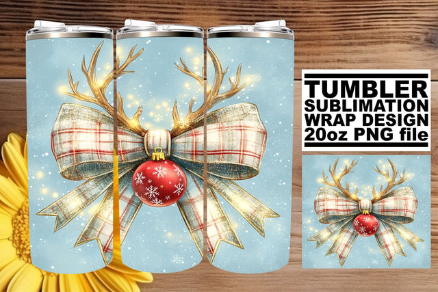 Stylish tumbler wrap, designed for smooth sublimation prints! , Christmas Bow Sublimation afrosvg 