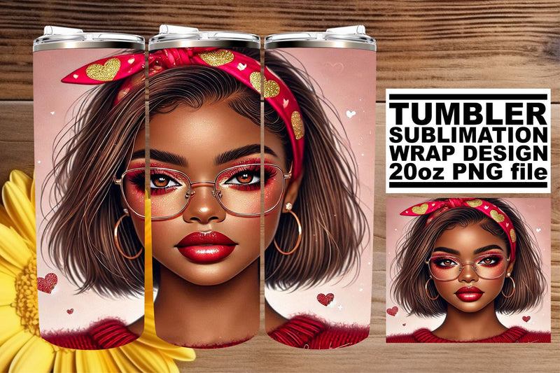 Stylish tumbler wrap, designed for smooth sublimation prints! , Love Girl Sublimation afrosvg 