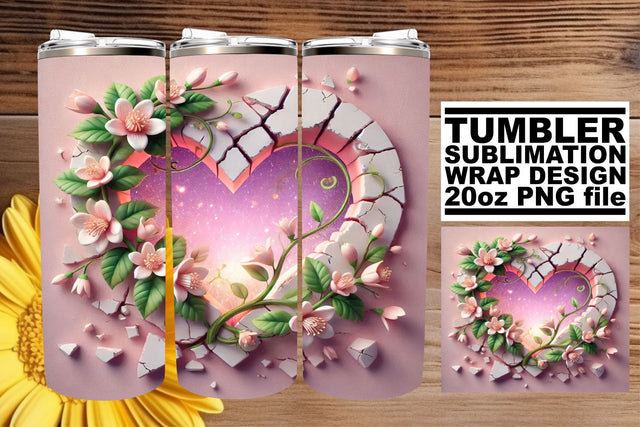 Stylish tumbler wrap, great for enhancing your projects! , 3D Heart Sublimation afrosvg 