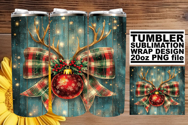 Stylish tumbler wrap, great for personalized gifts! , Christmas Bow Sublimation afrosvg 