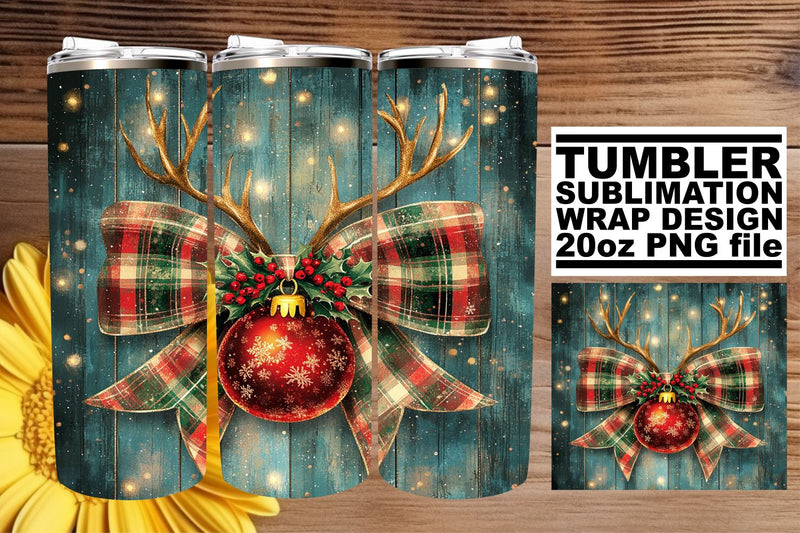 Stylish tumbler wrap, great for personalized gifts! , Christmas Bow Sublimation afrosvg 
