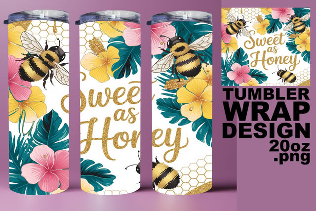 Stylish tumbler wrap, perfect for personalized gifts! , Bee Sublimation HoodArtCraft 