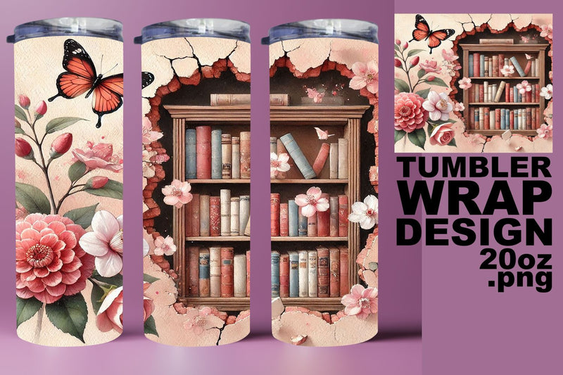 Stylish tumbler wrap, perfect for personalized gifts! , Books Sublimation HoodArtCraft 