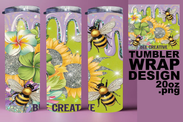 Stylish tumbler wrap, vibrant PNG for crafting fun! , Bee Sublimation HoodArtCraft 