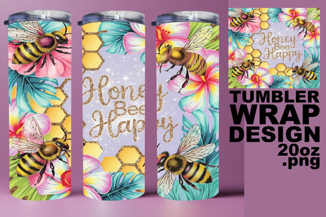 Stylish tumbler wrap, vibrant PNG for crafting joy! , Bee Sublimation HoodArtCraft 
