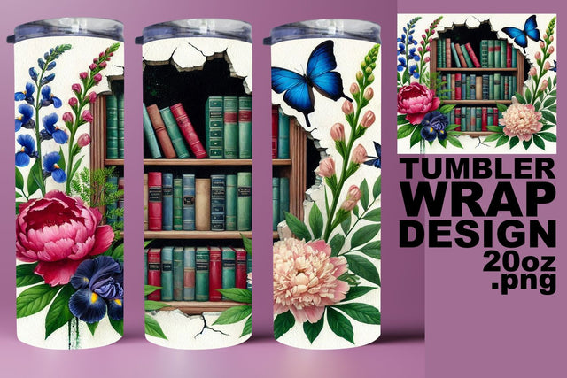 Stylish tumbler wrap, vibrant PNG for creative use! , Books Sublimation HoodArtCraft 
