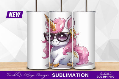 Stylish unicorn with sunglasses tumbler png Sublimation Regulrcrative 