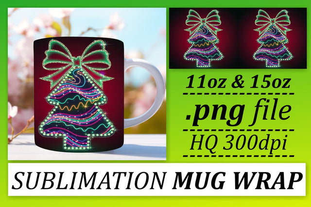 Stylish wraps, ideal for every coffee enthusiast! , Neon Xmas Sublimation afrosvg 