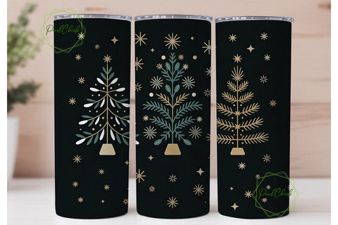 Stylized Christmas Tree Tumbler Wrap Sublimation PixelChick 
