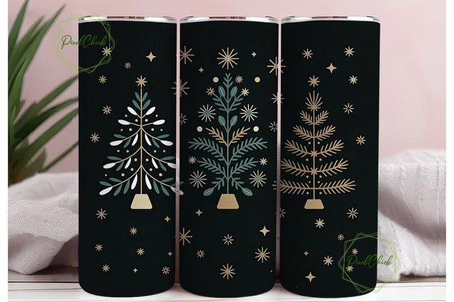 Stylized Christmas Tree Tumbler Wrap Sublimation PixelChick 