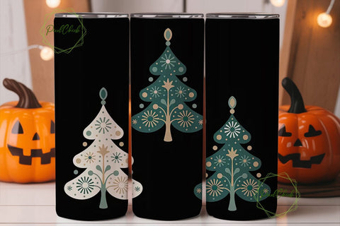 Stylized Christmas Tree Tumbler Wrap Sublimation PixelChick 