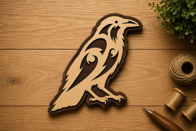 Stylized Raven Outline Laser Cut Svg File Design SVG Regulrcrative 