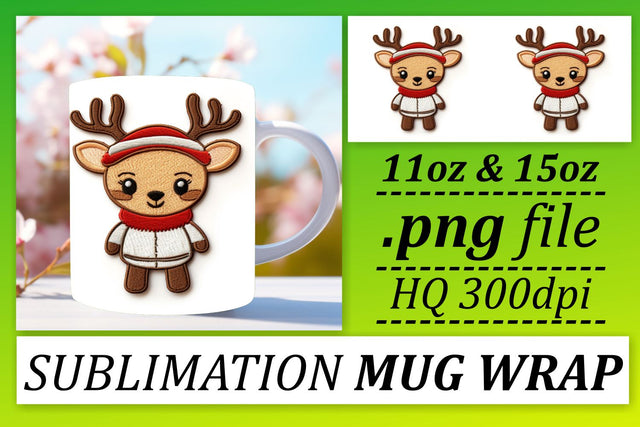 Sublimated Christmas Joy: 3D Embroidery Mug Sublimation afrosvg 