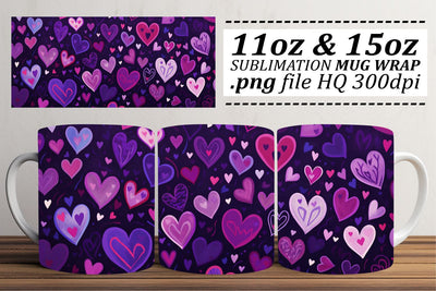 Sublimation 11oz 15oz Mug Wrap - Heartfelt Valentines Love Design Sublimation afrosvg 