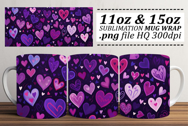 Sublimation 11oz 15oz Mug Wrap - Heartfelt Valentines Love Design Sublimation afrosvg 