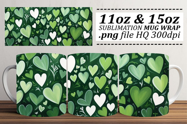 Sublimation 11oz 15oz Mug Wrap - Love-Filled Valentines Heart Theme Sublimation afrosvg 
