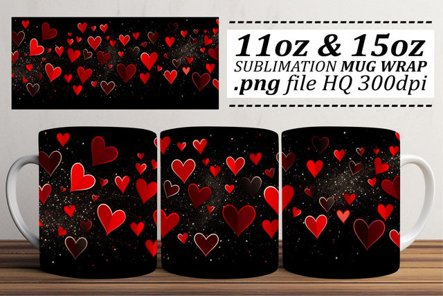 Sublimation 11oz 15oz Mug Wrap - Valentines Affection Heart Theme Sublimation afrosvg 