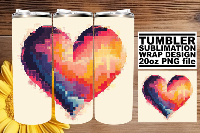 Sublimation 20oz Tumbler with Romantic Patterns Sublimation afrosvg 